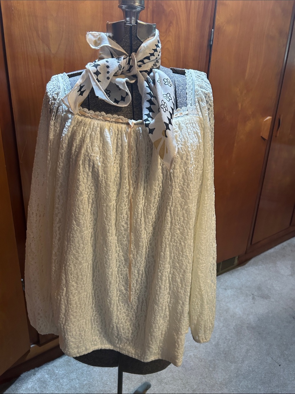 Maurices Cream Lace Boho Peasant Tunic